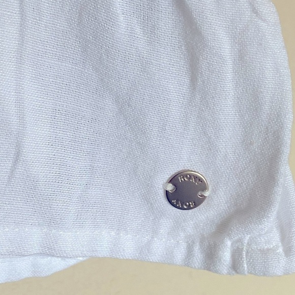 ROXY Linen Short Sleeve Crop Top Linen Blend XL/TG/EG Snow White NWT - Picture 7 of 9